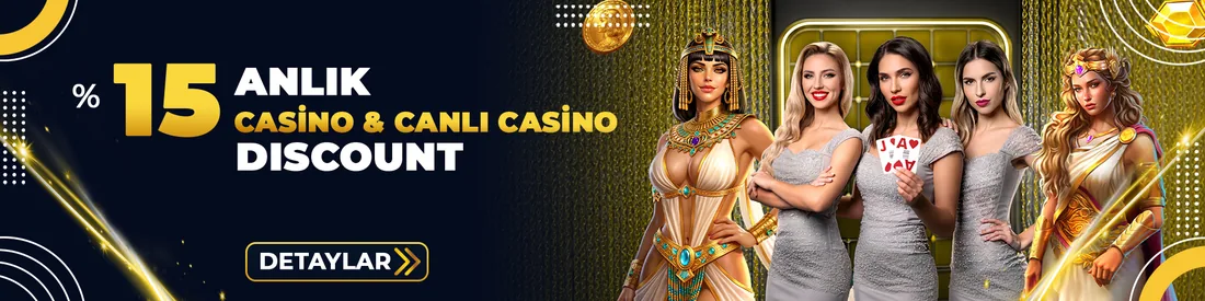 %15 anlık casino discount — çevrim şartı yok